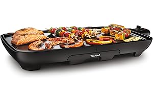 Tefal Malaga Plancha électrique XL 2000W avec Thermostat réglable Grande surface de cuisson 6 à 8 personnes Revêtement antiadhésif Thermo-Spot avec Bac à jus Compatible lave vaisselle Noir CB501812
