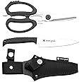 SNOW PEAK Kitchen Scissors and Knife Set for Camping, Hiking, Fishing, Black