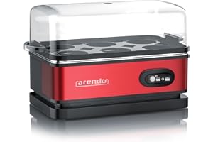 Arendo - Cuoci Uova Sixcook in Acciaio Inox - Bollitore per Uova con Funzione di Mantenimento Calore - capacità 1-6 Uova - Interruttore selettore a levetta con Spia