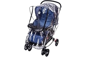 BAO CORE Universal Pushchair Pram Stroller Rain Cover - Transparent PVC Waterproof Wind Weather Shield With Zip Front Opening