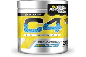 CELLUCOR C4 Original Pre Workout Powder, Bubblegum, 30 portions | Boisson énergétique en poudre sans sucre avec 150mg de caféine, 1500mg de créatine monohydrate, 1600mg de bêta-alanine.