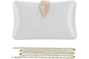 CORIOS Sac de Soirée pour Femme Pochette Mariage à Boucle de Feuille Sacs à Main D'épaule de Mariée Sacs Fourre-Tout de Chaîne Sac à Bandoulière Embrayage pour Fête Banquet Mariage Blanc