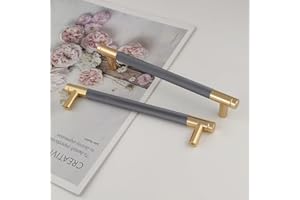 Pexintek 6 Pack Gold Modern Cabinet Handles 160mm Hole Centers Kitchen Bathroom Bedrooms Study Furniture Door Vintage Pulls with Screws for Cupboards Drawer Wardrobe Dresser (Golden Grey)