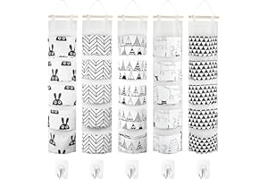 Chostky Bolsas de Pared para Colgar - Armario de 5 Bolsillos Sobre la Puerta Con 5 Ganchos para el Hogar (Estilo 2)