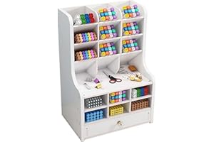 Notwoe Organizer na biurko z szufladą, wszechstronne zastosowanie, uchwyt na długopisy, na biurko, biały do domu, biura i szkoły (Weib-E)