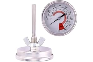 HERCHR Termometro per affumicatore, 75 ℃ a 300 ℃ Termometro da cucina analogico per arrosti in acciaio inox, ideale per carne, pesce, pollame