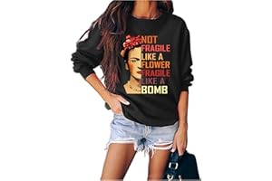 kewing Sudadera de Manga Larga con Estampado de Avatar de Personaje de Mujer patrón de Pintura Abstracta Jersey de Cuello Redondo Tops