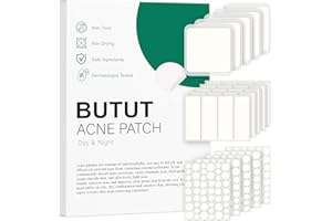 BUTBU 265 sztuk dużych łatek na pryszcze, 4 rozmiary, mikroigły, łatki na trądzik, Mighty-Patch Invisible, plastry hydrokoloidowe do twarzy, podbródka, pleców lub ciała (kropka, paski, prostokąt)