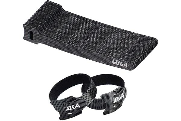 Gizga Essentials Cable Organiser, Cord Management System for PC, TV, Home Theater, Speaker & Cables, Reusable Cable Organizer for Desk, WFH Accessories, Double Sided Hook & Loop Wire Organizer, 50