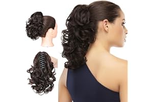 SJZDYLXY 25cm Wavy Claw Clip on Ponytail Hair Extensions, Curly Clip in Ponytail Extension Jaw Clip pony tail hair pieces for women Girls Fake Pony Tail Hairpieces