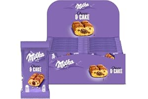 MILKA - Choco & Cake - Gâteau Moelleux Fourré au Chocolat au Lait Milka - Lot Gâteaux Individuels - Format Familial Pratique pour le Goûter des Enfants - Présentoir de 24 Paquets de 35 g