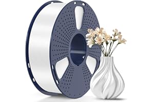 SUNLU PLA Plus Silk Brillante Filament 1.75mm pour Imprimante 3D, Silk PLA+ Filament avec Finition Lisse et Soyeuse, Bon Rendu, Précision Dimensionnelle +/- 0.02mm, Bobine de 1kg(2.2lbs), Silk Blanc