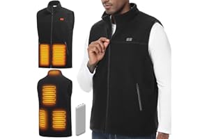 LABEWVI Gilet chauffant, veste chauffante homme femme, 10000mAh 5V USB micro polaire blouson chauffant avec batterie incluse, manteau Électrique avec 3 Niveau de chauffant | 6 zones chauffante, Hiver Vêtement