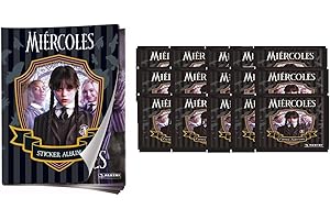 GENÉRICO Album + 15 sobres, 5 cromos-pegatinas por sobre, de Miercoles - WEDNESDAY la colección de Miércoles addams