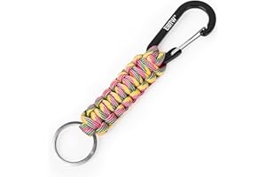 EOTW Portachiavi Paracord Con Moschettone, Robusto Portachiavi in Paracord di Sopravvivenza Militare per Uomini e Donne in Campeggio (Mimetico rosa giallo)