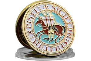 MERCOLLECTION Pièce de monnaie en métal représentant les chevaliers européens du défi des templiers en relief, collection de médaillons commémoratifs