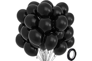 BELSVOR 50 Stück Luftballons, Luftballons Geburtstag, 50 Stück (50 Stück Schwarz Luftballons), Luftballon für Geburtstags/Hochzeits/Party/Weihnachtsdekorationen, 12 Zoll Latexballons
