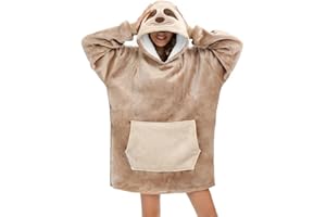 XINLONG Coperta con Cappuccio Panda Felpone con Maniche Oversize Unisex Plaid con Tasca Felpa Indossabile Per Divano TV Casa
