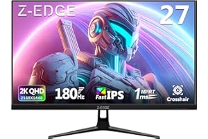 Z Z-EDGE Z-Edge Monitor Gaming 27 Pulgadas, QHD 2K(2560x1440) 180Hz, Fast IPS 1ms, 350 CD/m², 94% DCI-P3 HDR10, FreeSync, DP 180Hz/HDMI 144Hz, Compatible con VESA, Negro