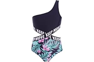 Alvivi Mädchen Badeanzug Bademode Einteiler Bikini Tankini mit Blumen Druck Kinder Sommer Schwimmanzug Badebekleidung Gr.98-176
