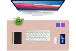 K KNODEL Tappetino Scrivania, Sottomano Scrivania, Pelle PVC Tappetino Scrivania per Laptop, Copri Scrivania, Doppia Facciata (90cm x 43cm, Rosa)