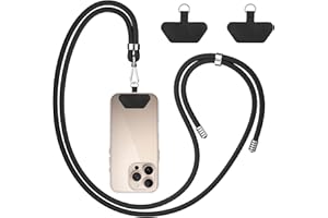 COCASES Handyband Universal mit 2 Pads, Handy Lanyard zum Umhängen mit 2 Stück Patchs, Handygurt aus Nylon kompatibel mit jeden Smartphones, Umhängenband Abnehmbar für meisten Hülle Dunkelschwarz