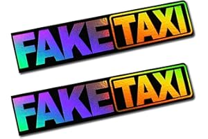 CMR DESIGN CO CMR Design Lot de 2 autocollants Faketaxi 13 x 2,7 cm effet hologramme holographique arc-en-ciel pour voiture, moto, autobus et caravane, accessoires de voiture