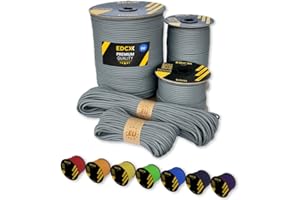 EdcX Paracord 4mm, 35+ colori solidi (15m, 30m, 50m, 100m, 300m) | Ideale per campeggio, sopravvivenza, attività all'aperto | Corda 100% nylon 4 mm| Corda Tattica 550 Tipo III (Dark Gray, 100 m)