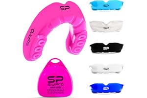 SialPro Mouth Guards for Boxing Men Adult Youth Junior Mouldable Rughby Sports Slim Fit Boil and Bite Gum Shield with Box MMA Hockey Basketball Muay Thai Football (Adult (12+ Years), Pink)