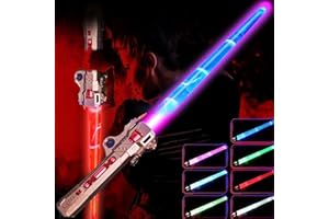 ZYGSEVE Light Saber for Kids - LED Colour Changing Lightsaber Toys With 7 Colors and FX Sounds - Extendable Light Sabers for Halloween Fancy Dress Parties, (Rose Gold)