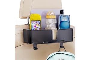 MAGJIEYX Auto Rücksitz Organizer, Multifunktionale Kopfstütze Becherhalter mit starken Haken für Kinder, Passagiere auf der Rücksitzbank, Reise Zubehör
