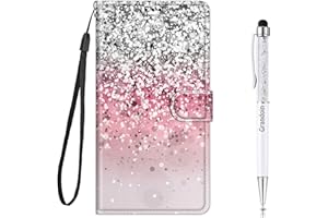 Grandoin for Samsung Galaxy A71 Case, Creative PU Leather Flip Cover Wallet Case with Magnetic Closure Stand Card Holder ID Slot Folio ShockProof Soft TPU Bumper Protective Skin (Bling Glitter)