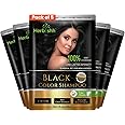 Herbishh Black Hair Dye Shampoo (25ml x 5 Sachets) | 100% Grey Coverage Ammonia Free, Instant Hair Dye Shampoo for Women & Men | Long Lasting & Travel Friendly