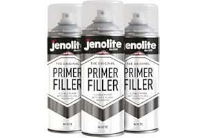 JENOLITE Lakier podkładowy w sprayu, biały, wielopowierzchniowy lakier podkładowy o wysokim wypełnieniu, wypełnia małe wgniecenia i zadrapania, idealny do karoserii, modeli drukarek 3D i nie tylko, 3