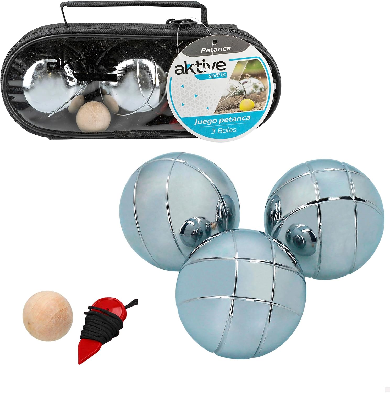 Aktive 54034, Estuche Petanca con 3 Bolas Sports