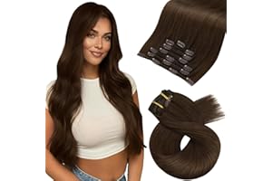 Moresoo Dark Brown Hair Extensions Clip in 18 Inch Full Head Clip in Hair Extensions Real Human Hair Chocolate Brown 120g 7pcs #4
