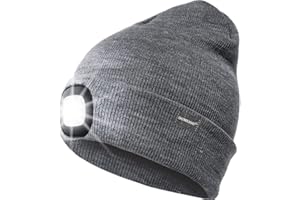 Oumeiou New Warm Bright LED Lighted Beanie Cap Unisex Rechargeable Headlamp Hat Multi-Color