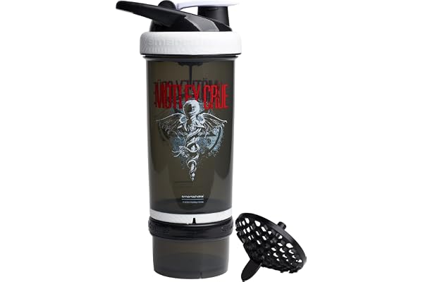 Smartshake Revive Motley Crue - Bouteilles shaker protéinées de 750 ml avec compartiment de rangement - Shaker Cups pour boissons protéinées + poudre, collection Rock Band