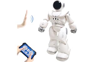 HUSAN RC Robot per Bambini, Robot Intelligente Interattivo Controllo a Infrarossi Programmabili Canto Danza Robot Sensazione di gesti Giocattoli per bambini (Grigio)