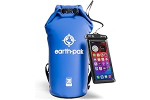 Earth Pak Bolsa Estanca- Impermeable Bolsa Seca de compresión Mantiene el Equipo seco para Kayak, Playa, Deportes, Rafting, Acampada y Pesca (Azul, 30L)