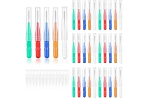 ACWOO Cepillos Interdentales, 30pcs Palillos Interdentales y 30pcs Hilo Dental, Cepillo de Higiene Dental Oral, Cepillo de Dientes para Espacios Estrechos de Eliminación de Placa y Restos de Comida