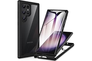 CENHUFO Coque Samsung S23 Ultra 5G, Antichoc Housse avec Protection d'écran, 360° Protégé Téléphone Etui Double Face Case Robuste Transparent Intégrale Coque pour Samsung Galaxy S23 Ultra 5G -Noir