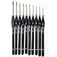 Fine Detail Brushes with Triangular Handles,10 Miniature Brush for Fine Detailing & Art Painting,Acrylic&Nail, Models,Waterco