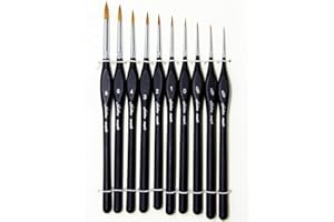 WLOT Pinceles para Pintura, 10pcs Miniatura Cepillos para Pintura de Arte Brochas Redondas de Arte Profesionales, Juego de Pinceles para Pintar al Óleo/Acrílica/Acuarela