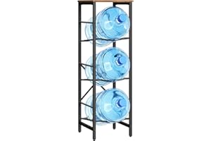 HOOBRO Water Jug Rack, Water Bottle Holder, 5 Gallon Water Jug Rack, 3-Tier Water Cooler Storage Rack, Water Dispenser Stand, for Kitchen, Living Room, Office, Rustic Brown and Black EBF01ST01