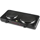 Girmi PE36 Piastra Elettrica Doppia, Ø15,5 - Ø18,5, 2500W, Piastre in Ghisa, Nero