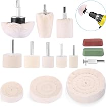 Produktbild von 7-teiliges Vlies-Schleifbohrer-Set – Rote Scheuerschwämme, Zylindrisch, Konisch & Pilzförmig, Mit 1/4″-Griff, Zum Polieren & Reinigen