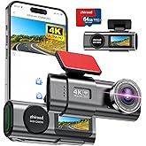 4K WiFi &ouml;n ara&ccedil; i&ccedil;i kamera, uygulama kontrol&uuml;, 64 G SD kart ve &ccedil;ıkarılabilir tutuculu, 1,47 in&ccedil; IPS ekran, 170&deg; s&uuml;per geniş a