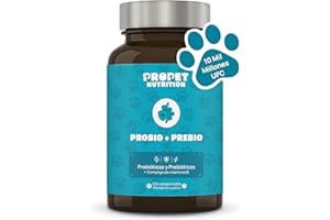 PROPET NUTRITION Probioticos Perros 10 Mil Millones UFC. Prebióticos y Vitamina B Complex. 11 Cepas Óptima Salud Intestinal. Refuerza Bienestar Gastrointestinal Perros. 100% Natural. 120 Comprimidos