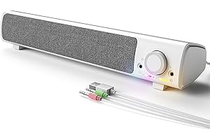 HPYLIF·H Computer Speakers, PC Gaming Speakers for Desktop, Laptop, USB Powered 3.5mm AUX PC Sound Bar with Headphones & Microphone Link, Superb Stereo Sound, Plug-in-Play